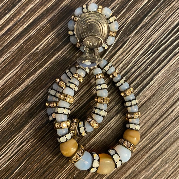 Double Helix crystal earrings. Clip one’s make a statem - Picture 3 of 5